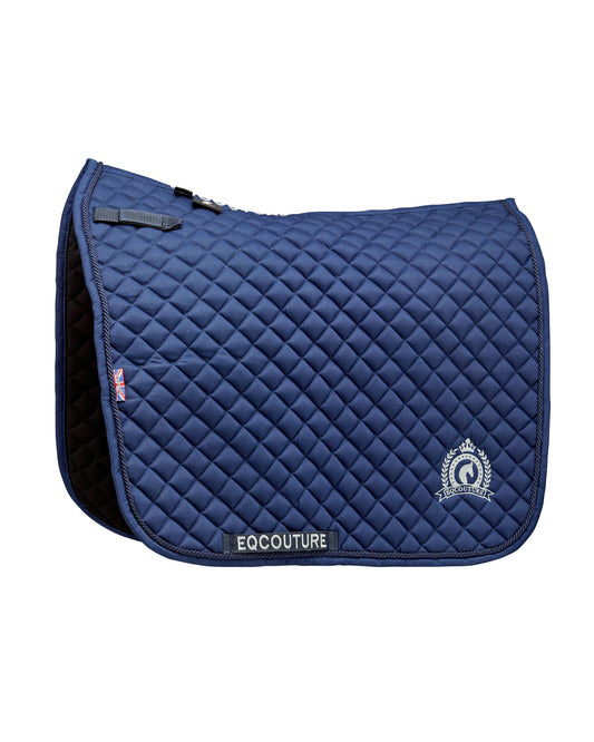 Equestrian navy quilted cotton dressage saddle pad/numnahs