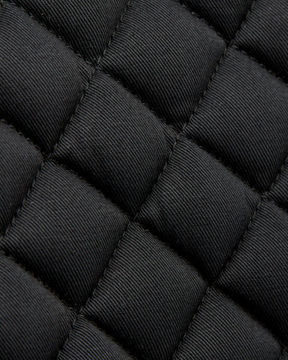 Equestrian black quilted cotton dressage saddle pad/numnahs