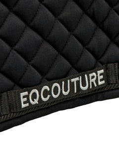 Equestrian black quilted cotton dressage saddle pad/numnahs