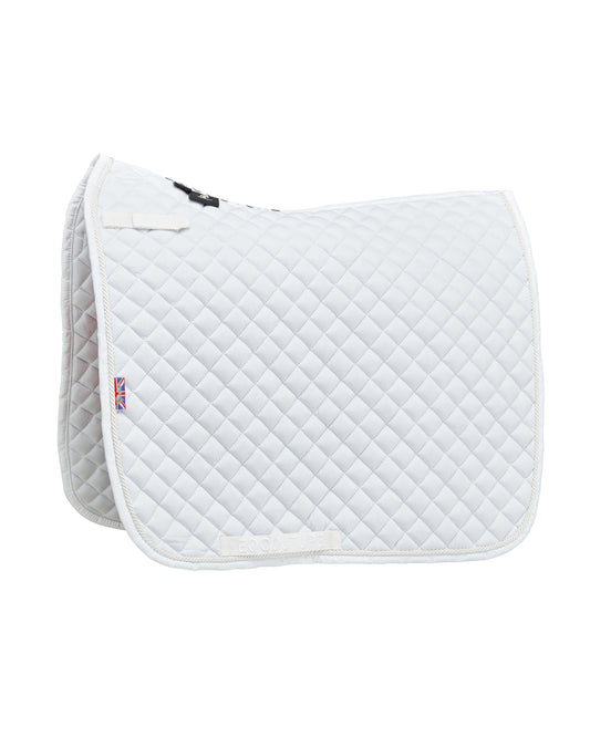 Equestrian white competition, cotton dressage saddle pad/numnahs.