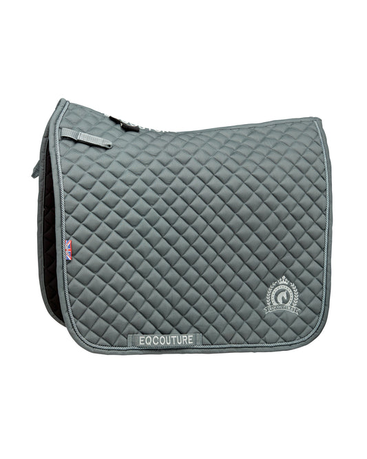 Equestrian Grey quilted cotton dressage saddle pad/numnahs.