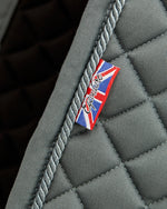 Load image into Gallery viewer, Equestrian navy quilted cotton dressage saddle pad/numnahs.
