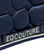 Load image into Gallery viewer, Equestrian luxury quilted navy dressage cut saddle pads/numnahs.
