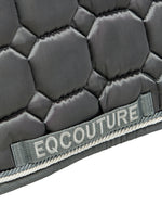 Load image into Gallery viewer, Equestrian luxury quilted Grey satin dressage cut saddle pads/numnahs.
