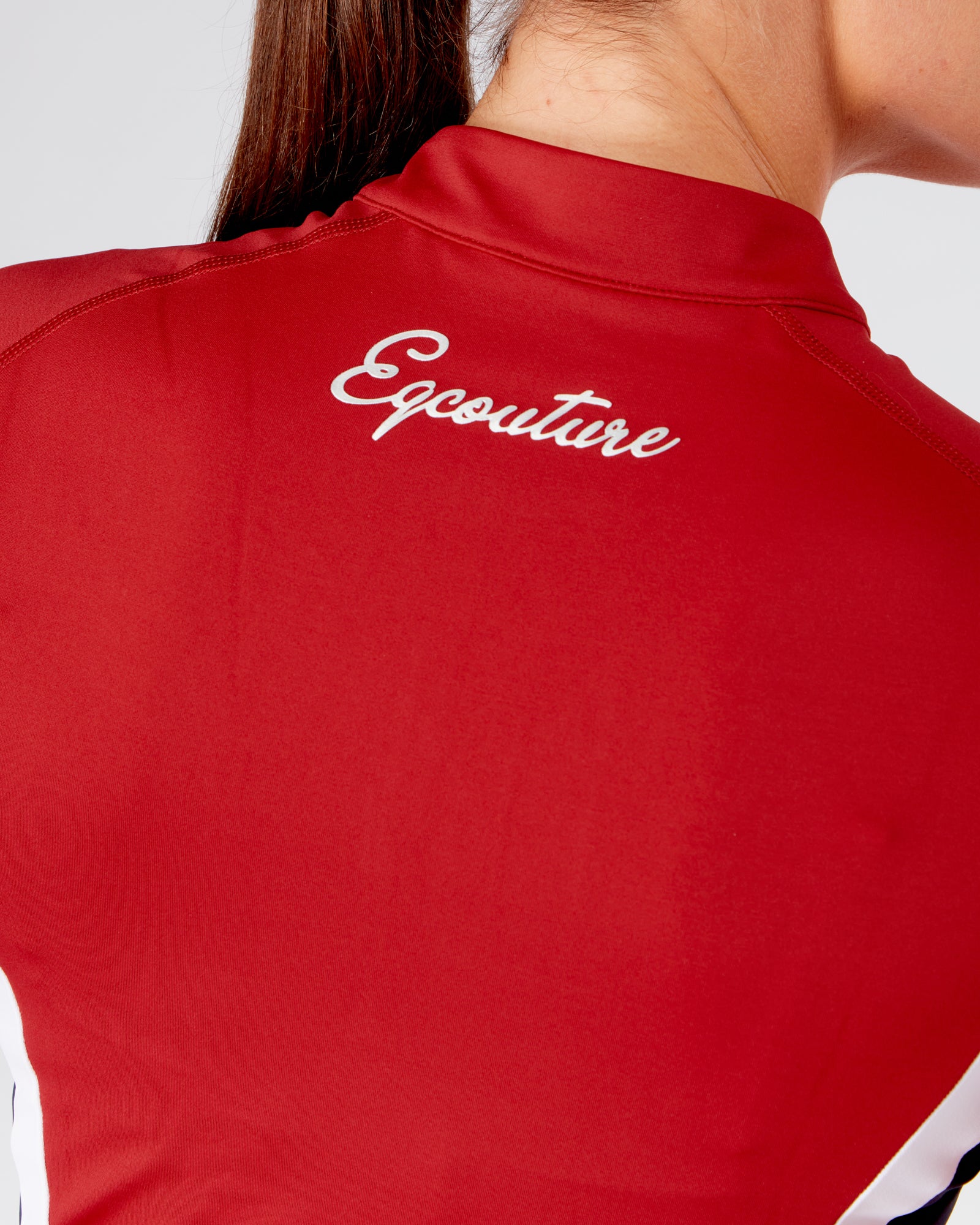 Womens equestrian navy/red long sleeve riding top / base layer / sports riding top- Eqcouture.