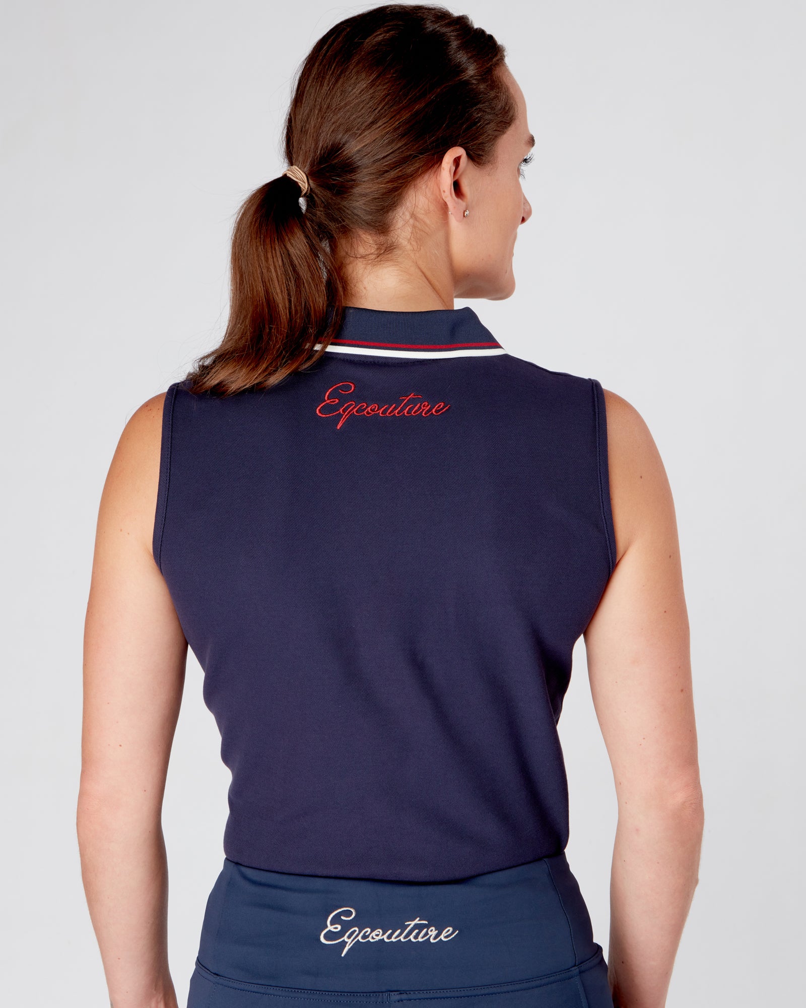 TEAM Women's Equestrian Polo Shirt Sleeveless NAVY
