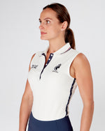 Load image into Gallery viewer, TEAM Women&#39;s Equestrian Polo Shirt Sleeveless - WHITE
