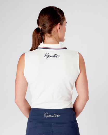 TEAM Women's Equestrian Polo Shirt Sleeveless - WHITE