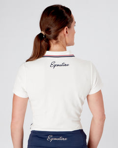 TEAM Women's Equestrian Polo Shirt Short Sleeve- WHITE
