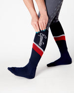 Load image into Gallery viewer, EQC TEAM Technical Riding Socks - NAVY/RED/WHITE
