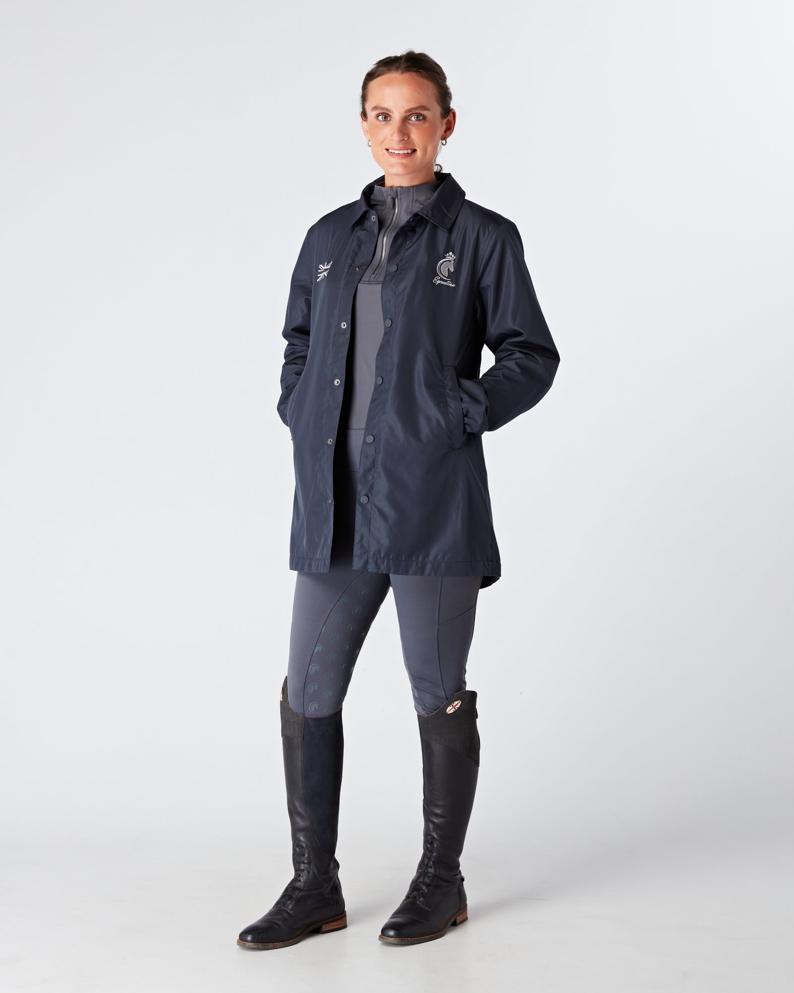 Womens equestrian luxury lightweight, waterproof, smart jacket- NAVY