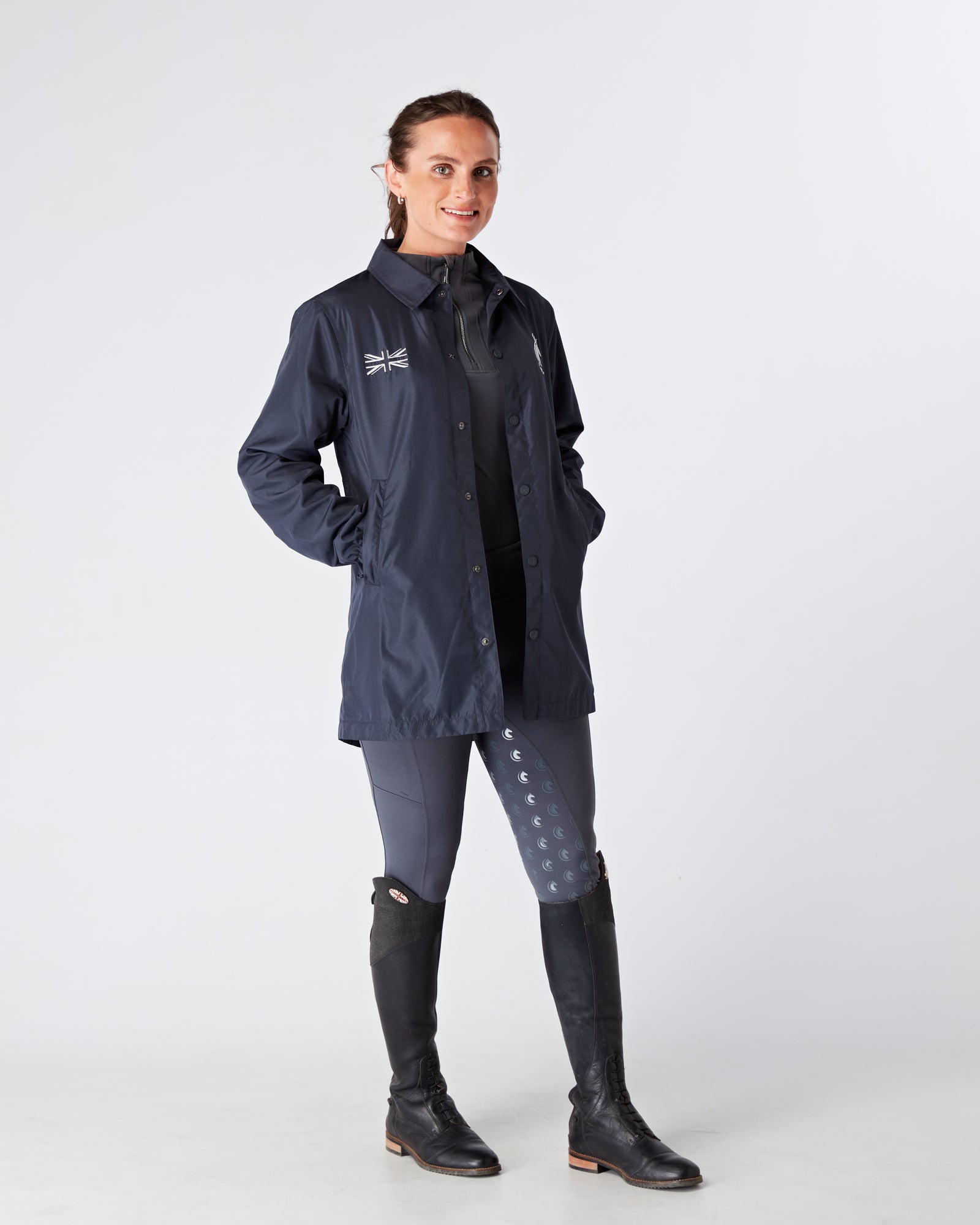 Womens equestrian luxury lightweight, waterproof, smart jacket- NAVY