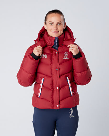 Exclusive Short Chilli Red Puffer Coat  / Jacket - Detachable Hood