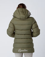 Load image into Gallery viewer, Exclusive Long Olive Green Puffer Coat / Exclusive Long Puffer Jacket - Detachable Hood
