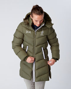 Exclusive Long Olive Green Puffer Coat / Exclusive Long Puffer Jacket - Detachable Hood