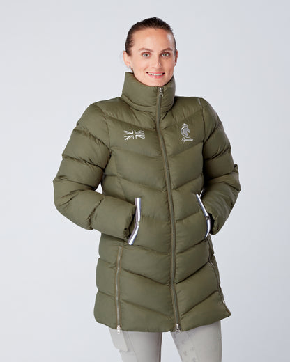Exclusive Long Olive Green Puffer Coat / Exclusive Long Puffer Jacket - Detachable Hood