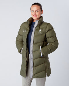 Exclusive Long Olive Green Puffer Coat / Exclusive Long Puffer Jacket - Detachable Hood