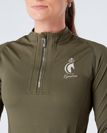 Green Equestrian Technical Base Layer - OLIVE GREEN