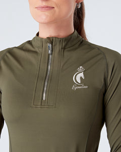 Green Equestrian Technical Base Layer - MILITARY GREEN