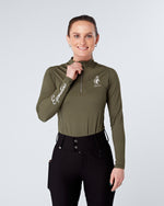 Load image into Gallery viewer, Green Equestrian Technical Base Layer - MILITARY GREEN
