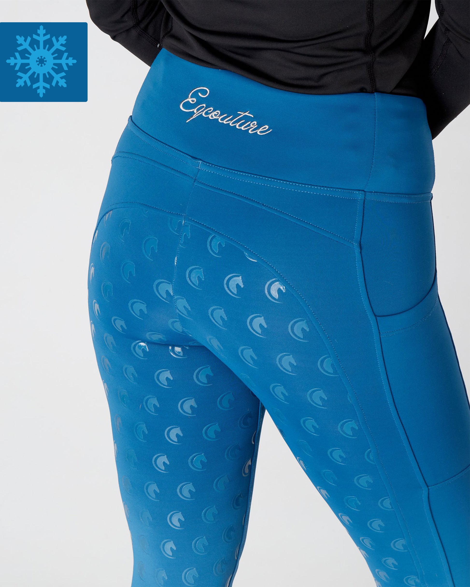 Winter Thermal Horse Riding Tights / Leggings w/ phone pockets - BLUE