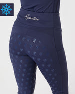 Load image into Gallery viewer, WINTER Thermal Navy Horse Riding Tights / Leggings with phone pockets
