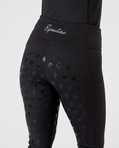 ALL-SEASON Black Riding Leggings / Tights with Phone Pockets - WATER RESISTANT