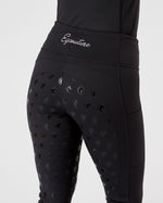 Load image into Gallery viewer, Horse Riding Leggings tights with phone pockets &amp; full seat grip - black - Eqcouture
