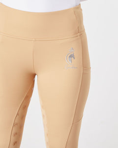 Horse Riding Competition Leggings / Tights / Breeches with phone pockets-  BEIGE – Eqcouture