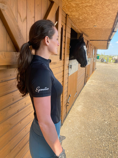 Horse Riding Equestrian Short Sleeve Base Layer - BLACK - Eqcouture