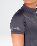 Load image into Gallery viewer, Equestrian slate grey short sleeve riding top / base layer / sports riding top- Eqcouture.
