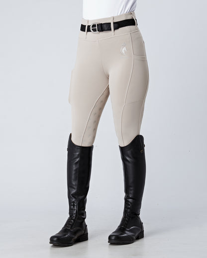 ALL-SEASON Competition Beige Riding Leggings / Tights with Phone Pockets - HUNTER BEIGE