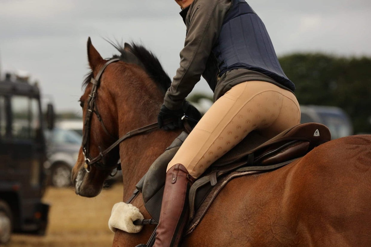 Horse Riding Leggings tights with phone pockets & full seat grip - competition beige - Eqcouture