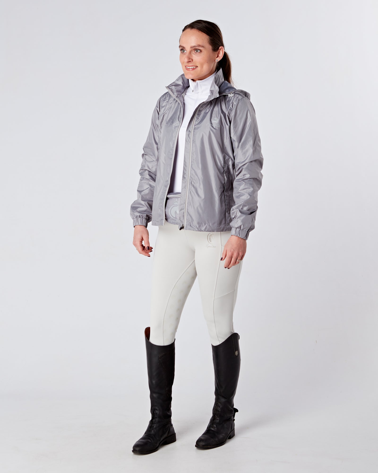 Equestrian lightweight hooded jacket- Grey 'Hack a mac'
