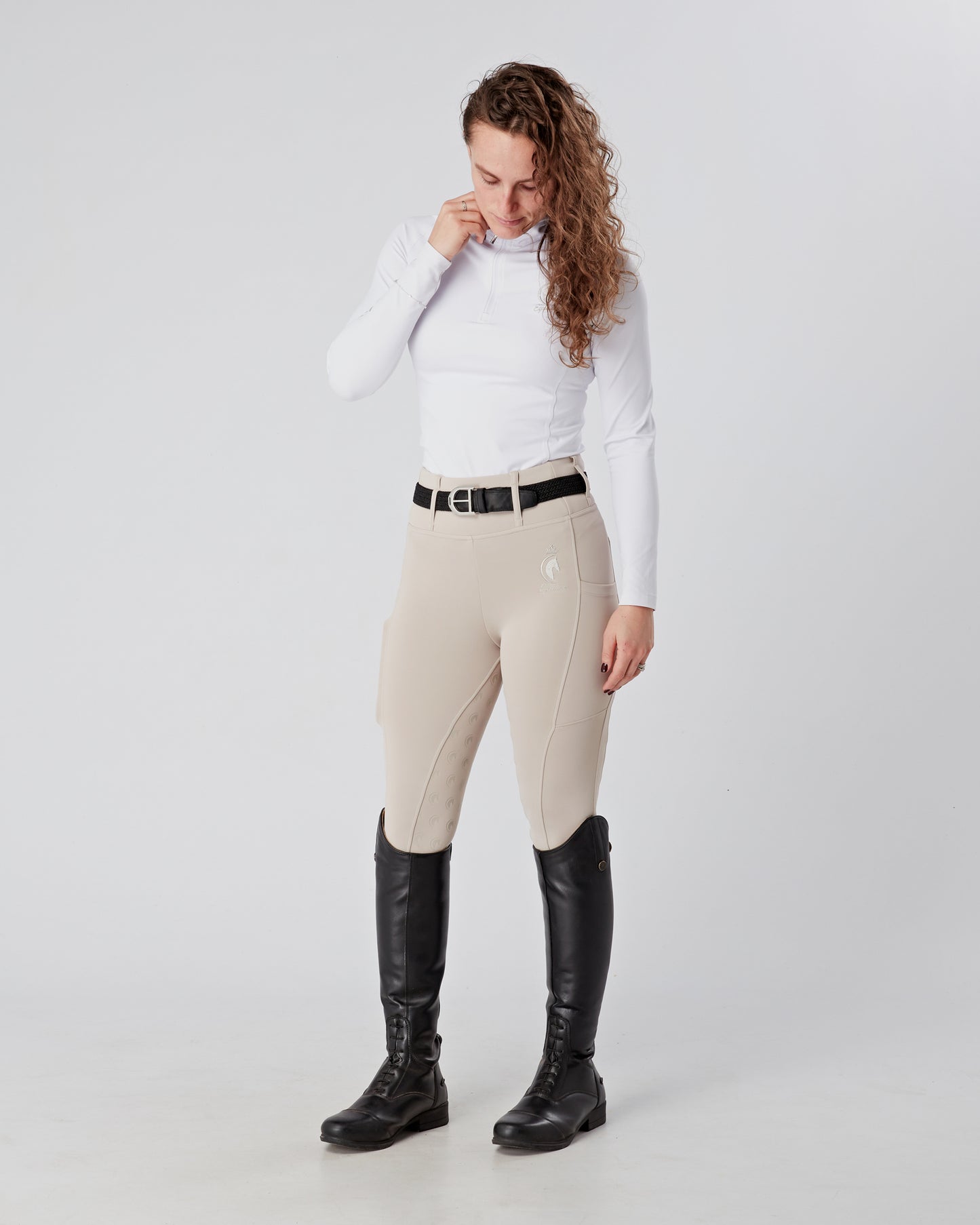 ALL-SEASON Competition Beige Riding Leggings / Tights with Phone Pockets - HUNTER BEIGE