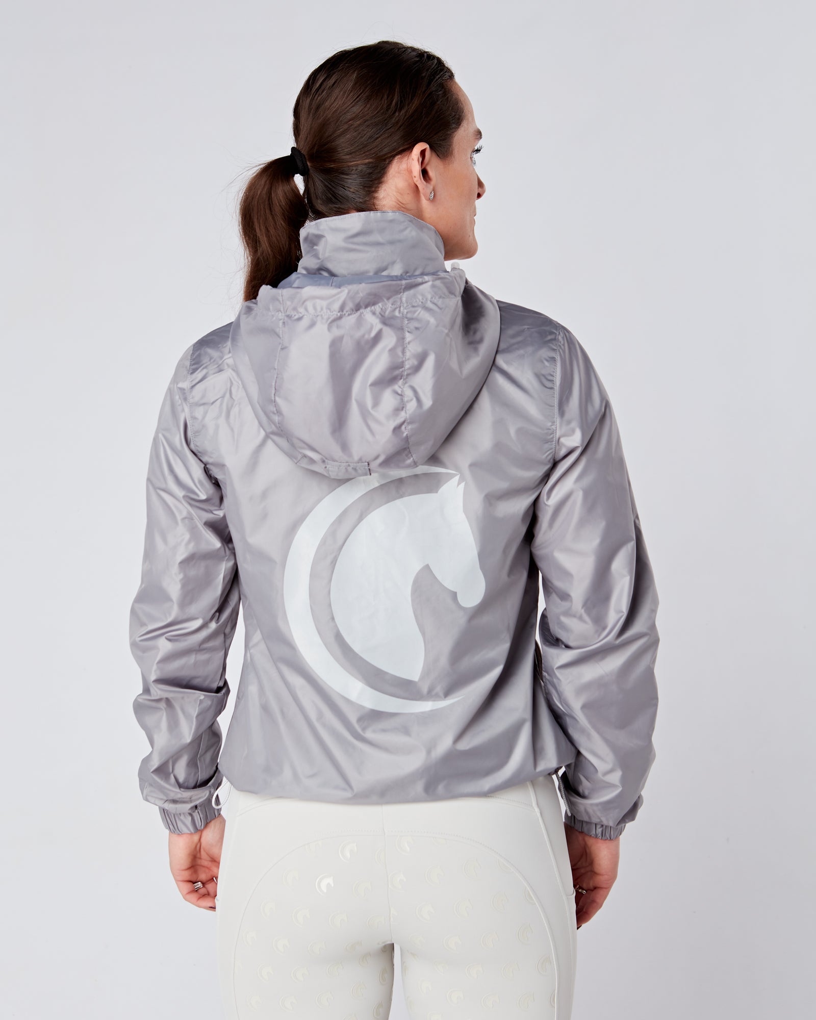 Equestrian lightweight hooded jacket- Grey 'Hack a mac'