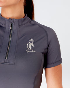 Equestrian slate grey short sleeve riding top / base layer / sports riding top- Eqcouture.
