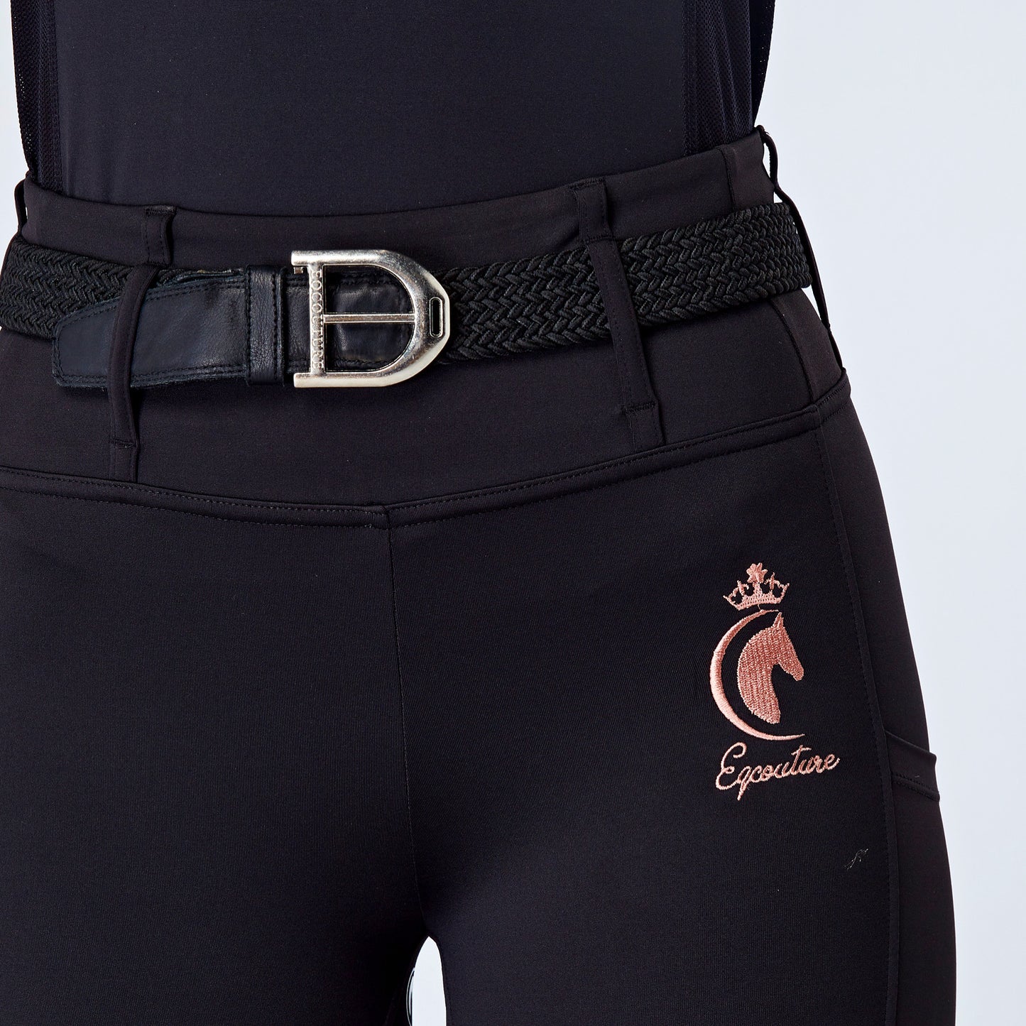 ALL-SEASON Rose Gold & Black Riding Leggings / Tights with Phone Pockets - WATER RESISTANT
