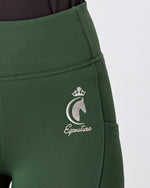 Load image into Gallery viewer, WINTER Thermal Forest Green Riding Leggings / Tights with Phone Pockets - WATER RESISTANT
