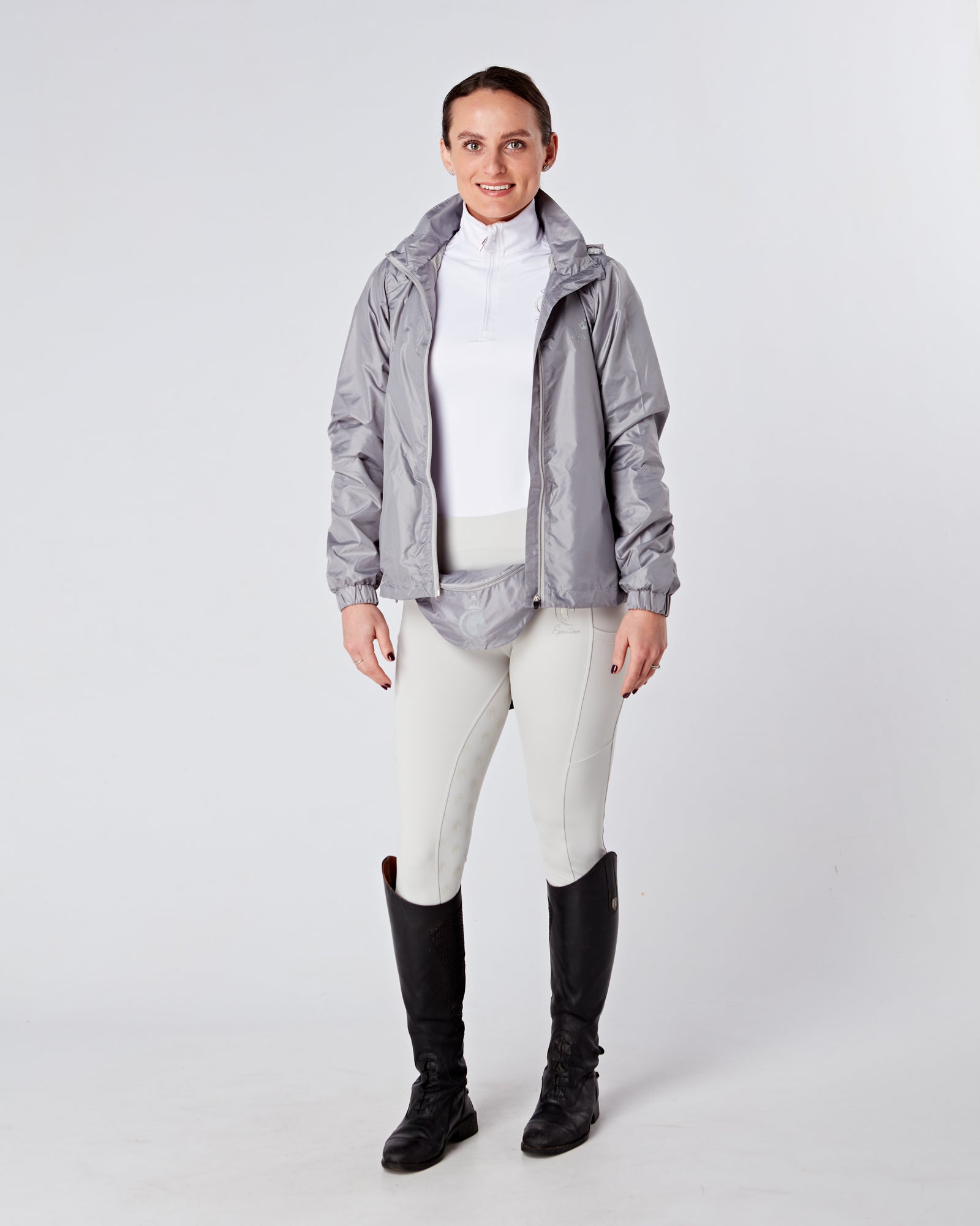 Equestrian lightweight hooded jacket- Grey 'Hack a mac'