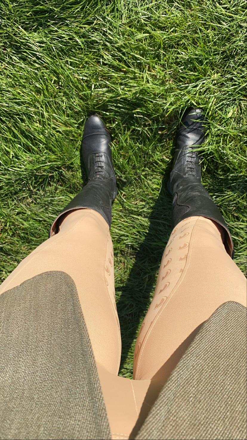 Full seat competition hunting Riding Leggings tights with phone pockets - beige- Eqcouture