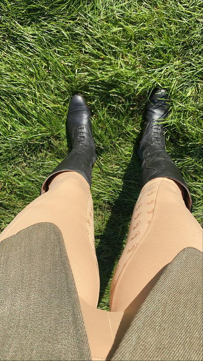 Full seat competition hunting Riding Leggings tights with phone pockets - beige- Eqcouture
