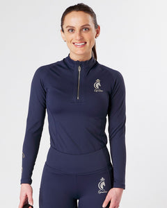 Womens Equestrian long sleeve NAVY riding top / base layer / sports horse riding top- Eqcouture.