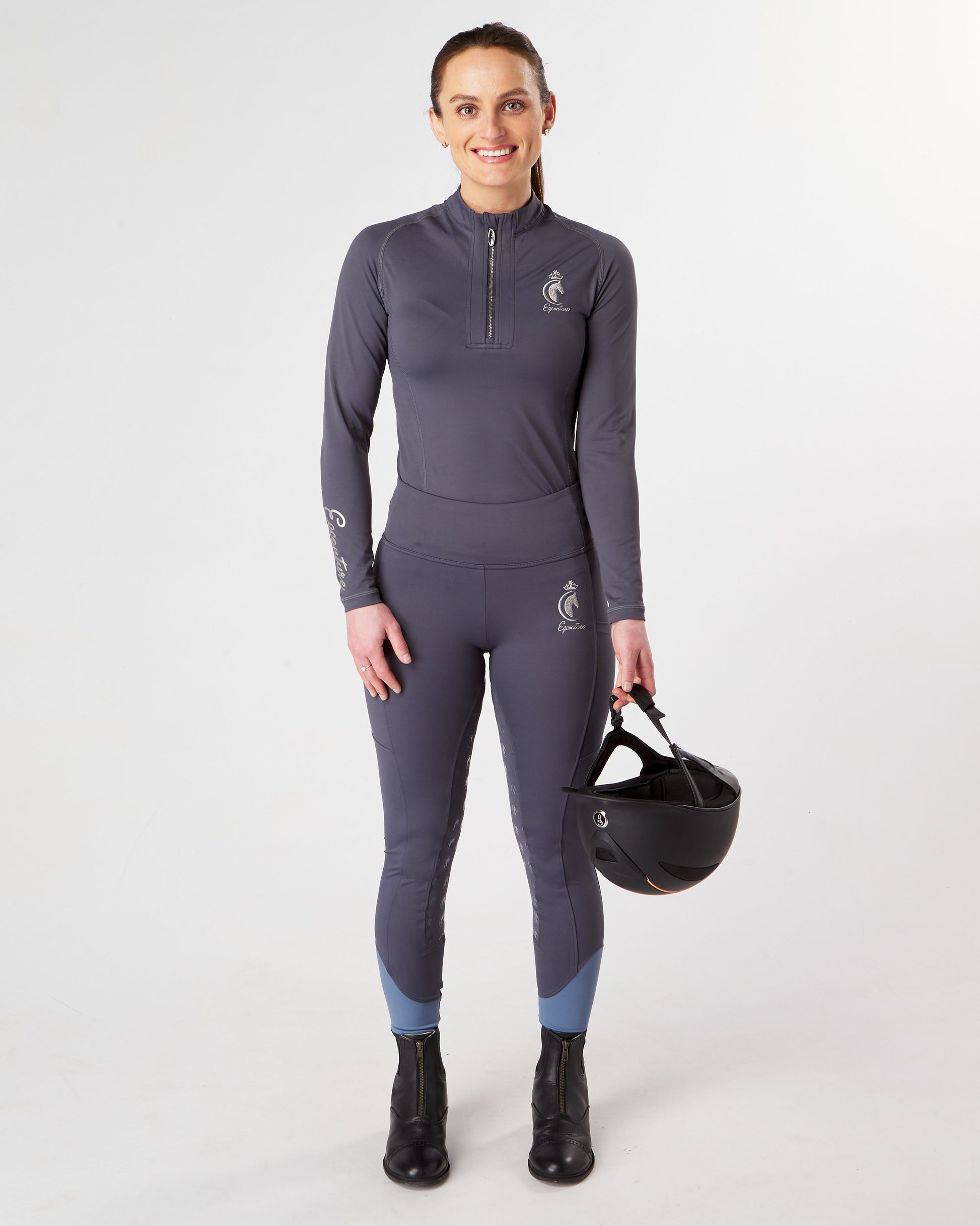 Winter Thermal Horse Riding Tights / Leggings w/ phone pockets - GREY