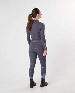 Horse Riding Leggings tights with phone pockets & full seat grip - slate grey - Eqcouture