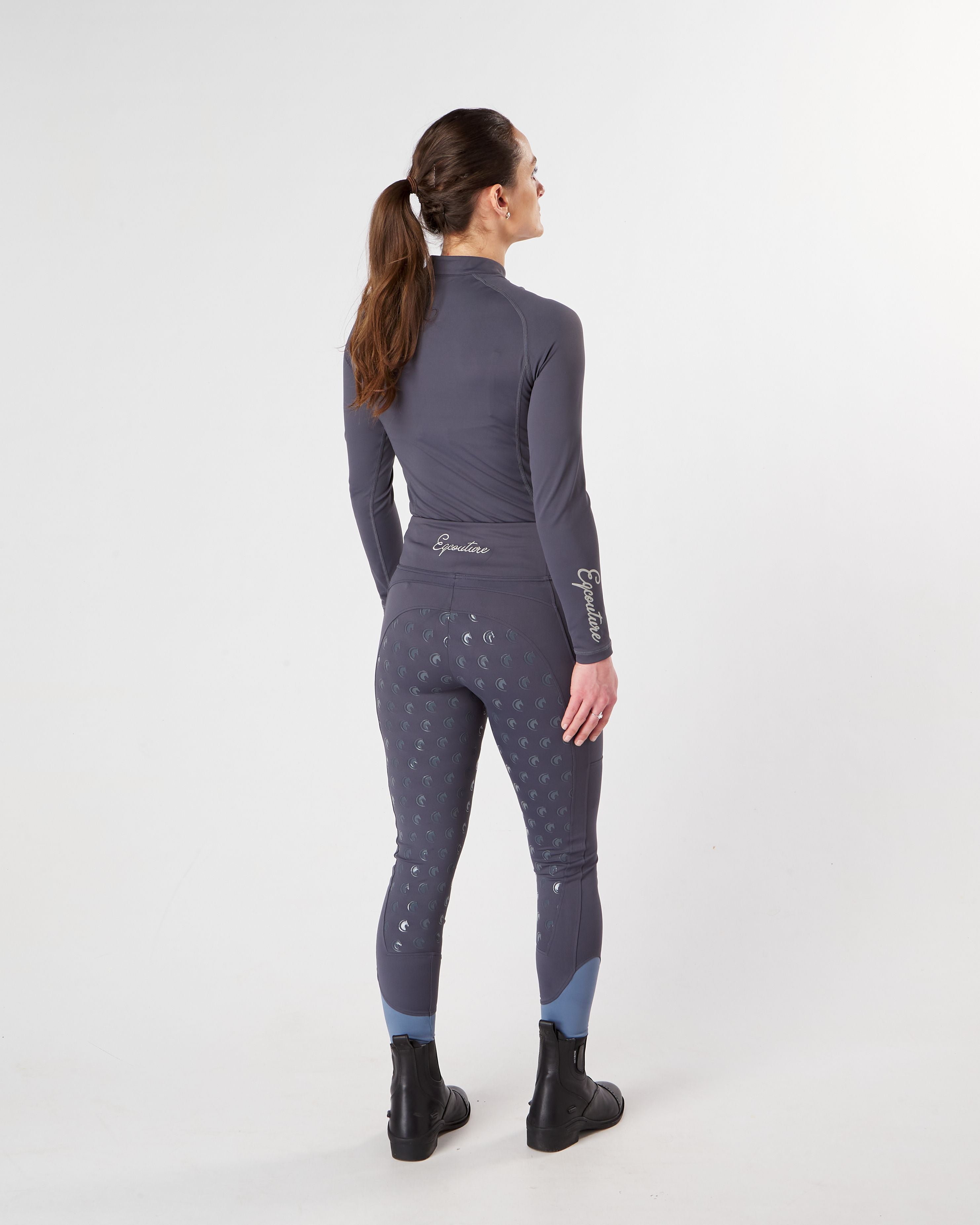 Winter Thermal Horse Riding Tights / Leggings w/ phone pockets - GREY