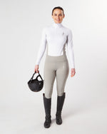 Load image into Gallery viewer, Horse Riding Leggings tights with phone pockets &amp; full seat grip - competition light grey - Eqcouture
