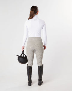 Horse Riding Leggings tights with phone pockets & full seat grip - competition light grey - Eqcouture