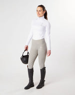 Load image into Gallery viewer, Horse Riding Leggings tights with phone pockets &amp; full seat grip - competition light grey - Eqcouture

