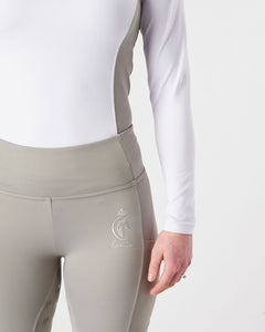 white /grey competition technical equestrian base layer show shirt / sports horse riding top